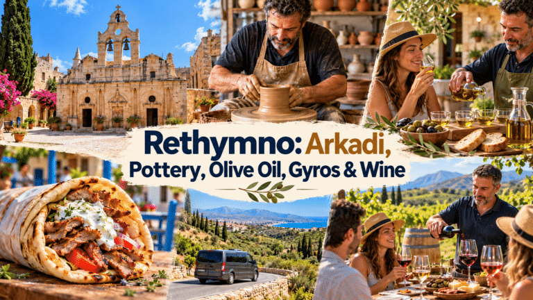 Rethymno: Arkadi Monastery, Traditional Crafts, Olive Oil, Gyros & Wine Tasting